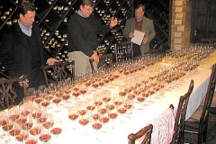 Another view of Bill's table and one of many walls of wine