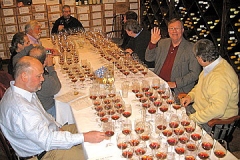 The table for 12 in Bill's wine cellar