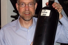 David Spriggs holding a LARGE bottle of 1985 Fonseca VP