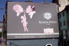 Ramos-Pinto advertisement on side of a building in Porto